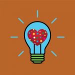 Heart Love Light Bulb Flat Design Icon  Illustration Stock Photo