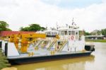 Cargo Ships In Industrial Port Stock Photo