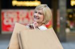 Woman Enjoying Her Day Out, Shopping Stock Photo