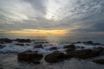 Soft Waves Attract On Rocks Stock Photo