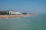 Worthing, West Sussex/uk - April 20 : View Of Worthing Beach In Stock Photo