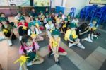 Student 9-10 Years Old, Scouts Work Together, Scout Camp In Pieamsuwan School Bangkok Thailand Stock Photo