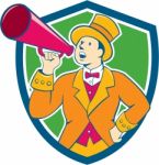 Circus Ringmaster Bullhorn Crest Cartoon Stock Photo