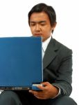 Man Using Laptop Stock Photo