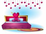 Cartoon  Illustration Interior Valentine Room With Separated Layers Stock Photo