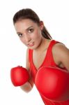 Pretty Girl Boxing Stock Photo