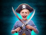 Little Boy Dressed As Pirate Stock Photo