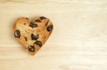 Heart Sweet Cookie On Wood Background Stock Photo