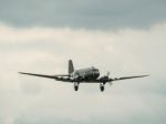 Dakota Aeroplane Flying Over Biggin Hill Airfield Stock Photo