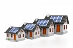 Home Sale Graph With Solar Panels Stock Photo