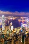 Hong Kong Victoria Harbor Night View Stock Photo