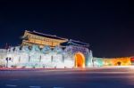 Hwaseong Fortress And Car Light In Suwon,korea Stock Photo