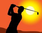 Golf Swing Represents Recreation Golfing And Exercise Stock Photo