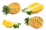 Half Of Pineapple Isolated On White Stock Photo