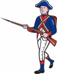 American Revolutionary Soldier Marching Cartoon Stock Photo