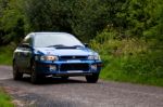 D. Creedon Driving Subaru Impreza Stock Photo