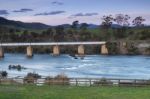 Country Bridge And River In Tasmania Stock Photo