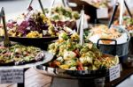 Yummy Salads In Restaurant Stock Photo