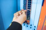 Fix Network Switch In Data Center Room Stock Photo