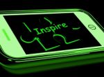 Inspire On Smartphone Showing Encouragement Stock Photo