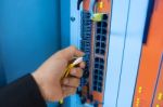 Fix Network Switch In Data Center Room Stock Photo