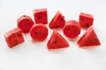 Watermelon Pieces  On White Stock Photo