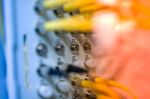 Fiber Optic With Servers In A Technology Data Center Stock Photo