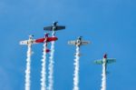 Aerostars Yak 52/50 Aerial Display At Biggin Hill Airshow Stock Photo