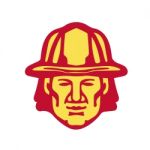 Fireman Head Front Retro Stock Photo