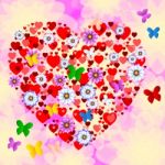 Nature Butterflies Represents Heart Shape And Bloom Stock Photo