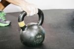 Kettlebell Crossfit Workout On The Gym Stock Photo