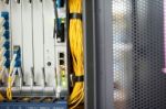 Fiber Optic With Servers In A Technology Data Center Stock Photo