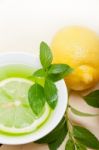 Mint Infusion Tea Tisane With Lemon Stock Photo