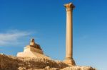 Pompey's Pillar In Center Of Alexandria City, Egypt Stock Photo