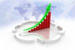 Rising arrow with Bar Chart Stock Photo