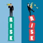 Two Businessman Standing On Risk Blocks Stock Photo