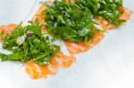 Fresh Salmon Carpaccio Stock Photo