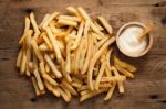 Fries French Sour Cream Still Life Flat Lay Stock Photo