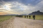 Lopburi Thailand-dec25: Thai Army Soldier Practice To Long Range Stock Photo