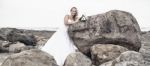 Bride At Snapper Rock Beach In New South Wales Stock Photo