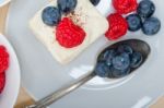 Fresh Raspberry And Blueberry Cake Stock Photo