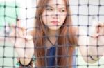 Portrait Of Thai Adult Beautiful Girl Relax And Smile Stock Photo