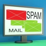 Spam And Mail Envelopes On Monitor Shows Online Security Stock Photo