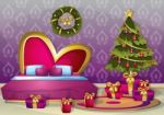 Cartoon  Illustration Interior Christmas Room With Separated Layers Stock Photo