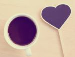 Black Coffee And Heart Shape Blackboard Stock Photo