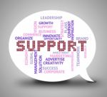 Support Bubble Represents Aid Assistance And Helpdesk Stock Photo