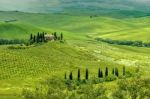 Farmland Below Pienza In Tuscany Stock Photo