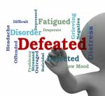 Defeated Word Indicates Overpower Wordcloud 3d Rendering Stock Photo