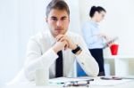 Business People Working In The Office With Digital Tablet Stock Photo