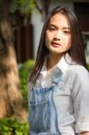 Portrait Of Thai Teen Beautiful Girl Happy And Relax Stock Photo